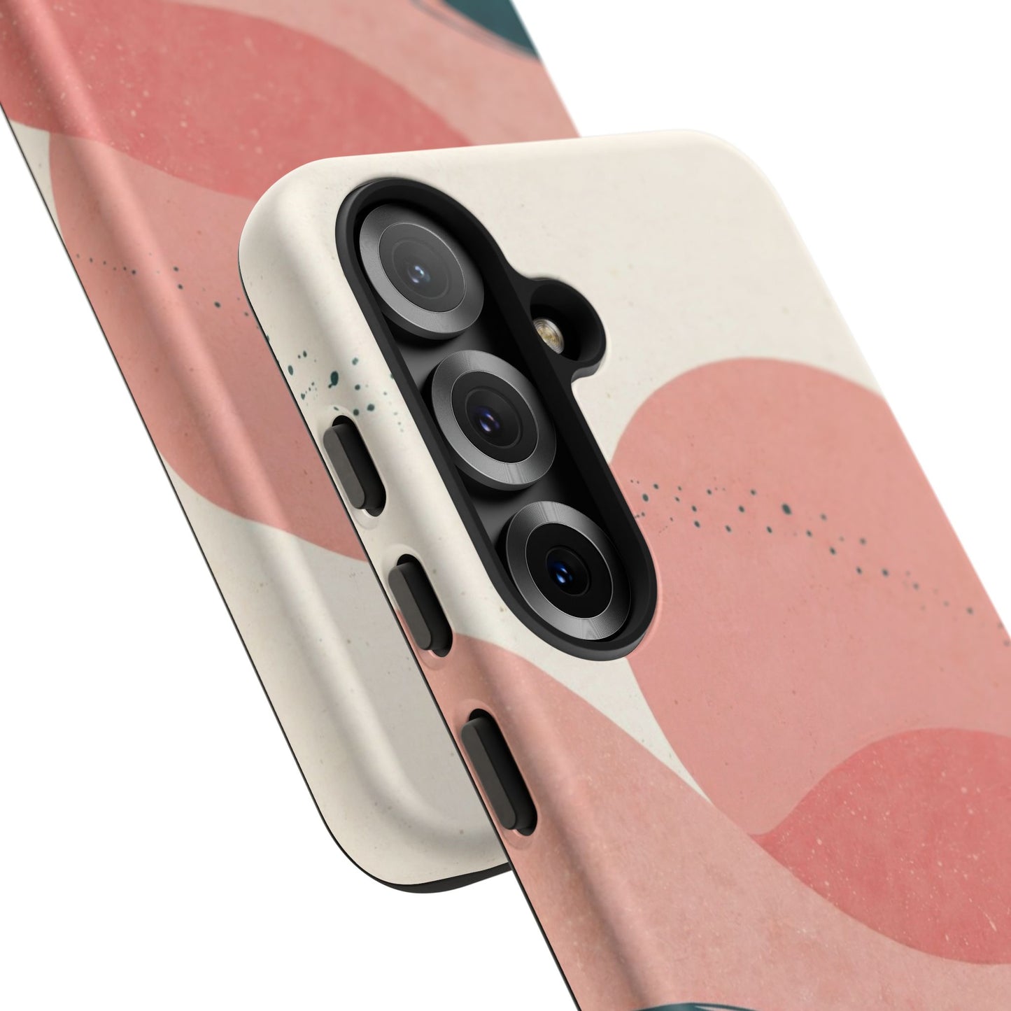 Abstract Sunset Waves Tough Phone Case — Pink & Teal Protective Cover