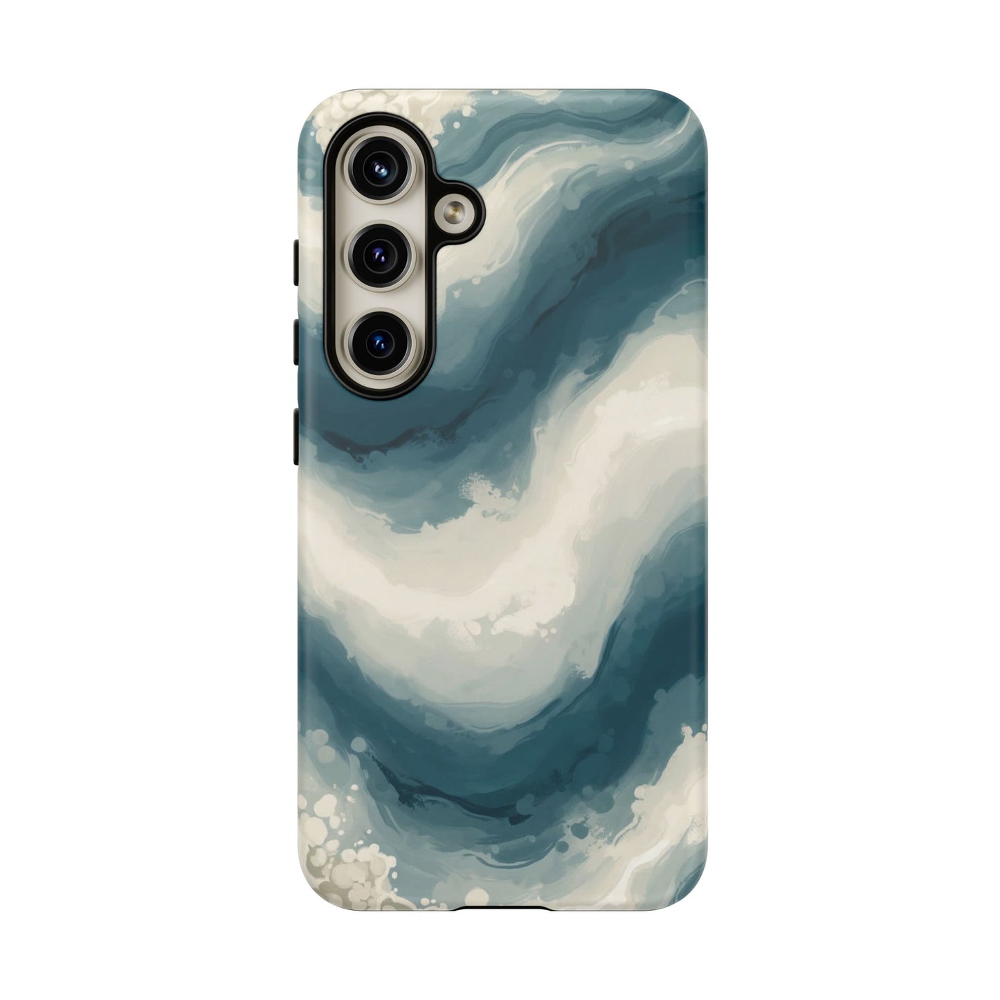 Ocean Wave Marble Phone Case — Teal & Ivory Abstract Tough Case