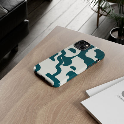 Abstract Teal Shapes Phone Case — Modern Geometric Tough Case