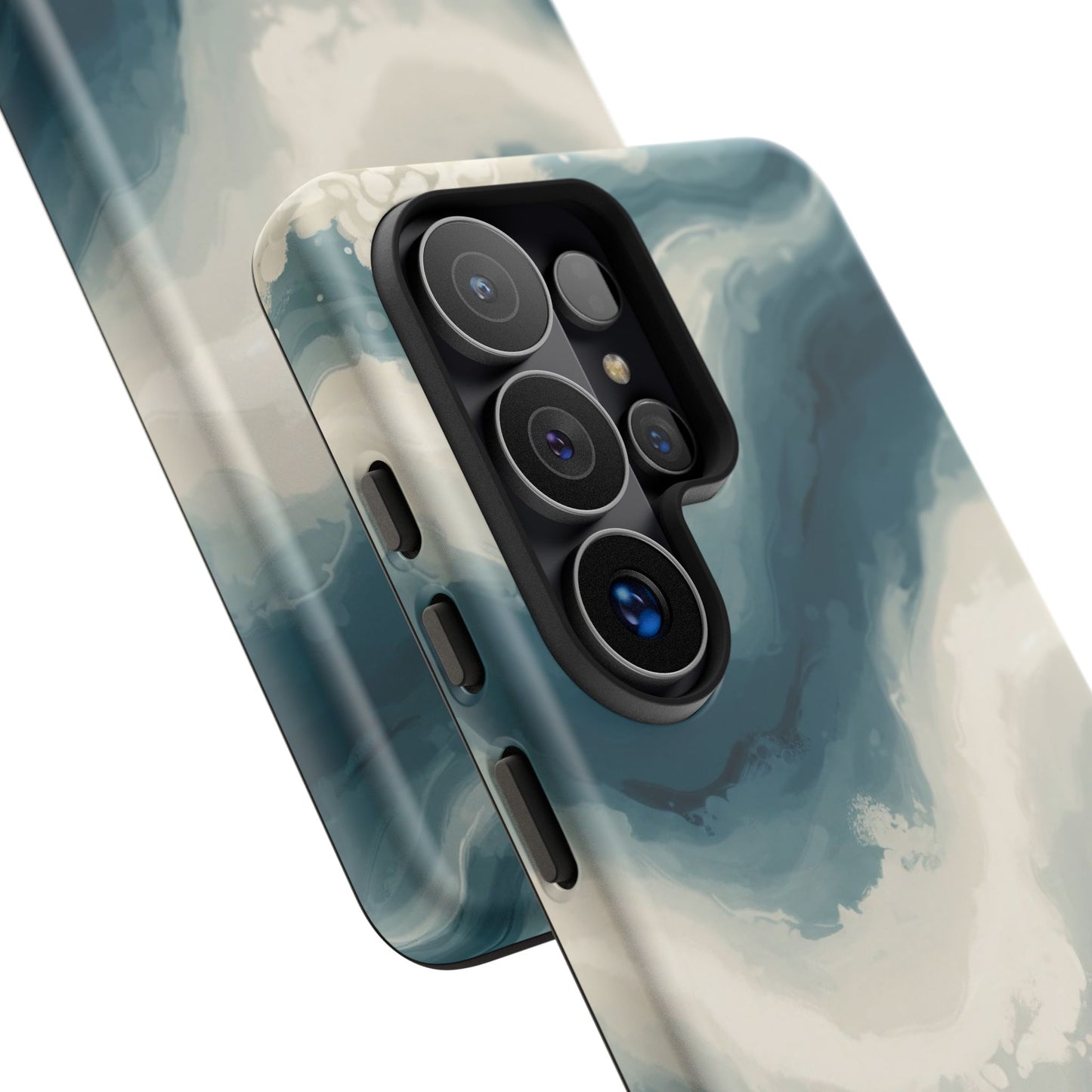 Ocean Wave Marble Phone Case — Teal & Ivory Abstract Tough Case