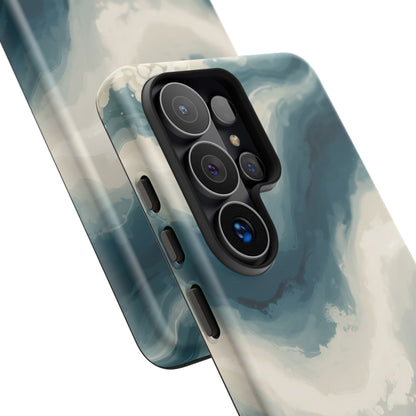 Ocean Wave Marble Phone Case — Teal & Ivory Abstract Tough Case