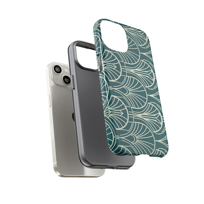 Art Deco Teal Pattern Tough Phone Case — Vintage Geometric Protective Case