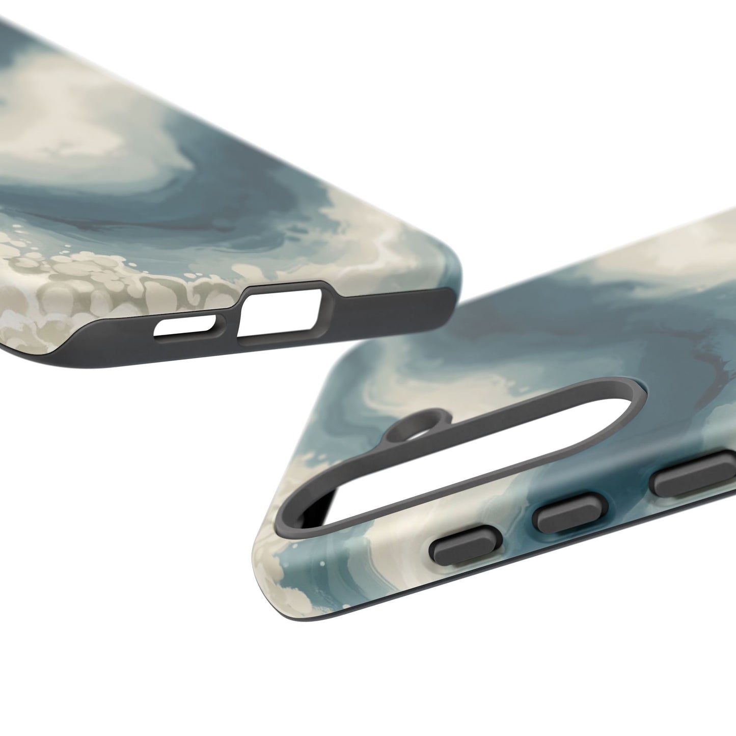 Ocean Wave Marble Phone Case — Teal & Ivory Abstract Tough Case
