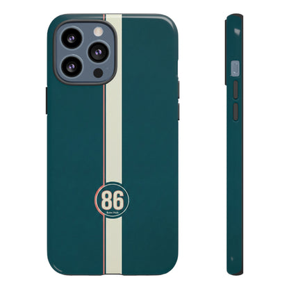 Racing Stripe Phone Case - Retro Teal with Number 86