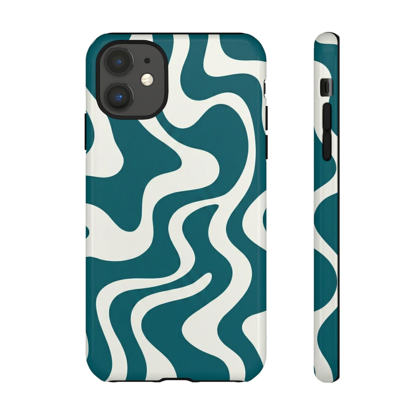 Teal Retro Swirl Tough Phone Case