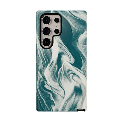 Teal Marble Tough Phone Case — Protective Artistic Swirl Design