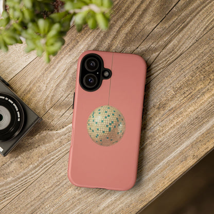 Disco Ball Tough Phone Case — Retro Pink Protective iPhone Cover