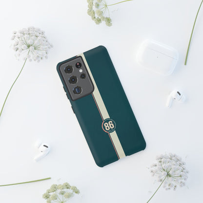 Racing Stripe Phone Case - Retro Teal with Number 86
