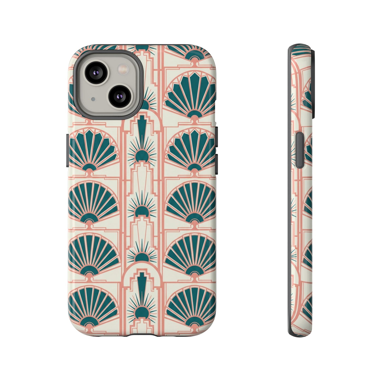 Art Deco Fan Pattern Tough Phone Case — Retro Geometric iPhone Cover