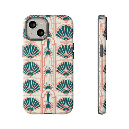 Art Deco Fan Pattern Tough Phone Case — Retro Geometric iPhone Cover