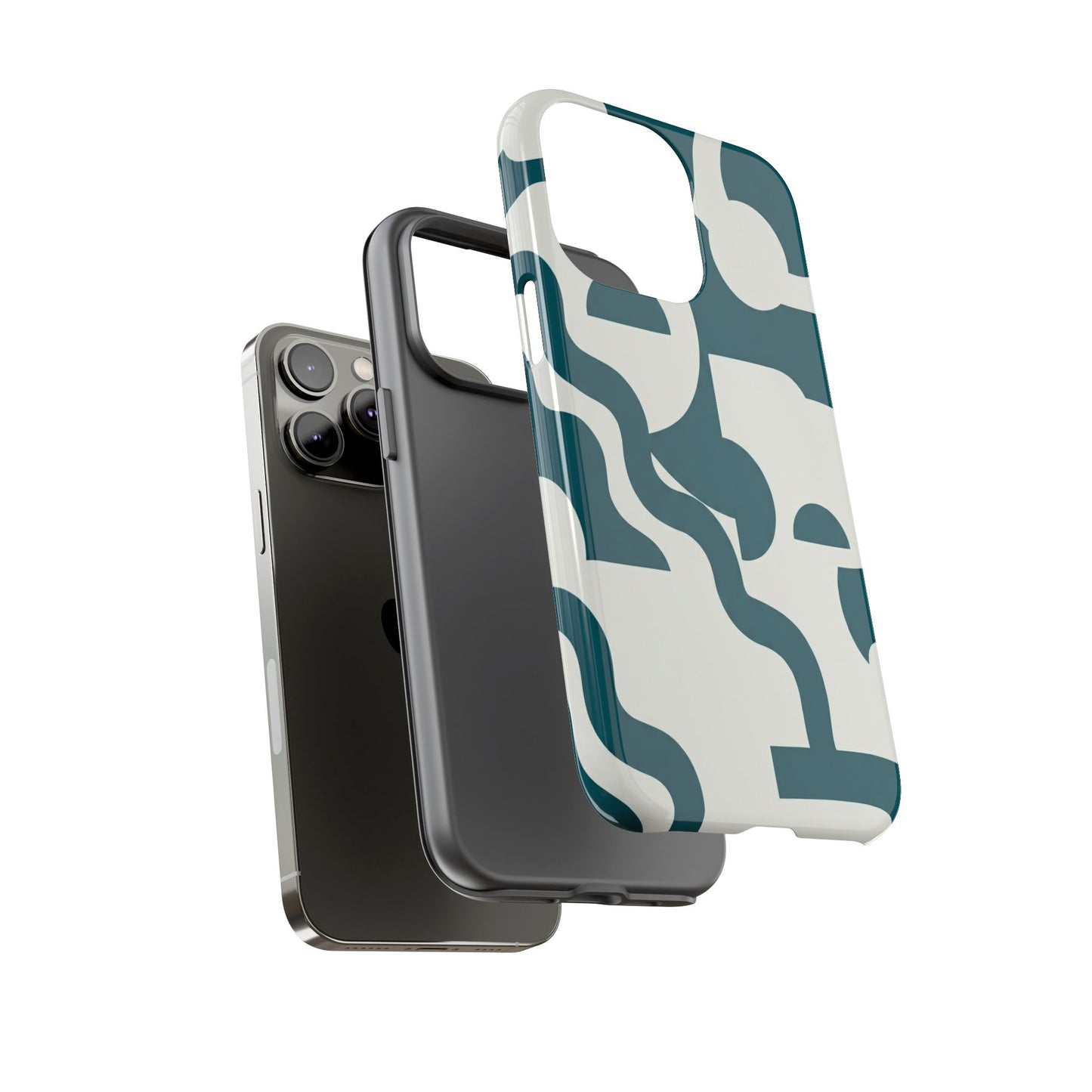 Abstract Teal Shapes Phone Case — Modern Geometric Tough Case