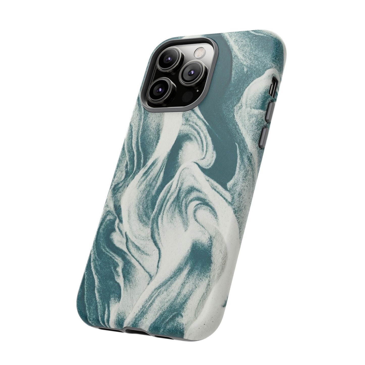 Marble Teal Tough Phone Case — Swirl Pattern Protective Cover
