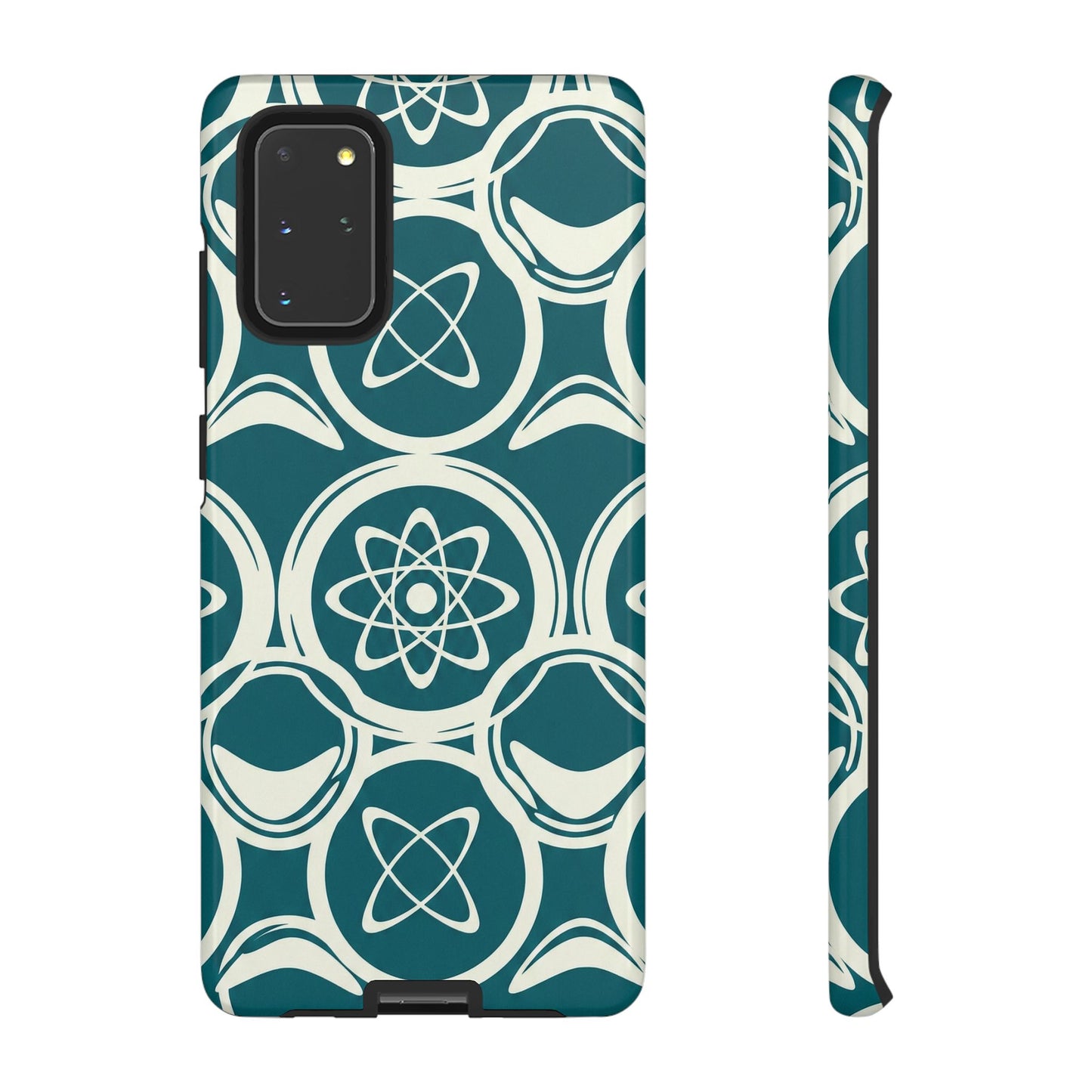 Atomic Geo Tough Phone Case — Teal Retro Science Pattern