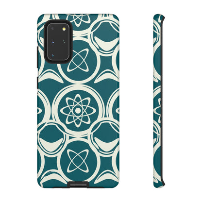 Atomic Geo Tough Phone Case — Teal Retro Science Pattern