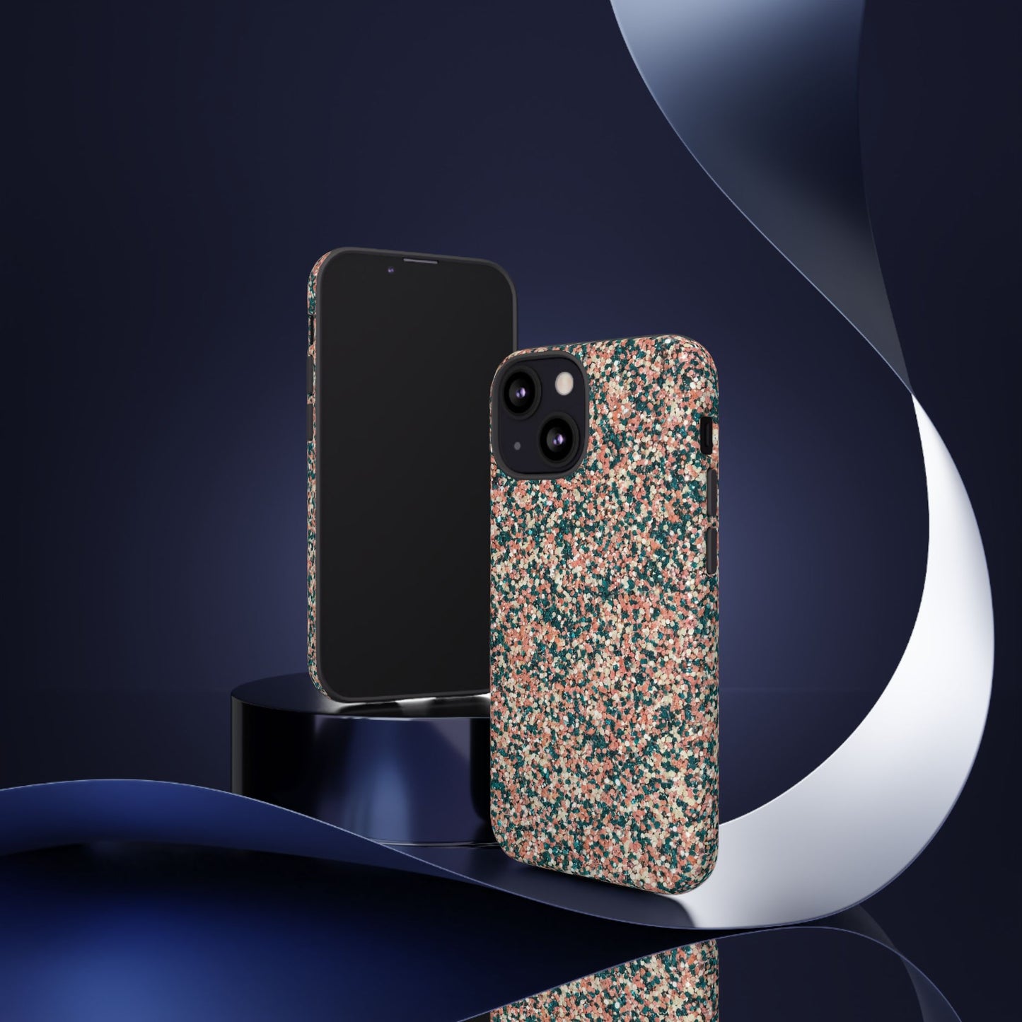 Glitter Speckle Tough Phone Case — Pink & Teal Protective Cover