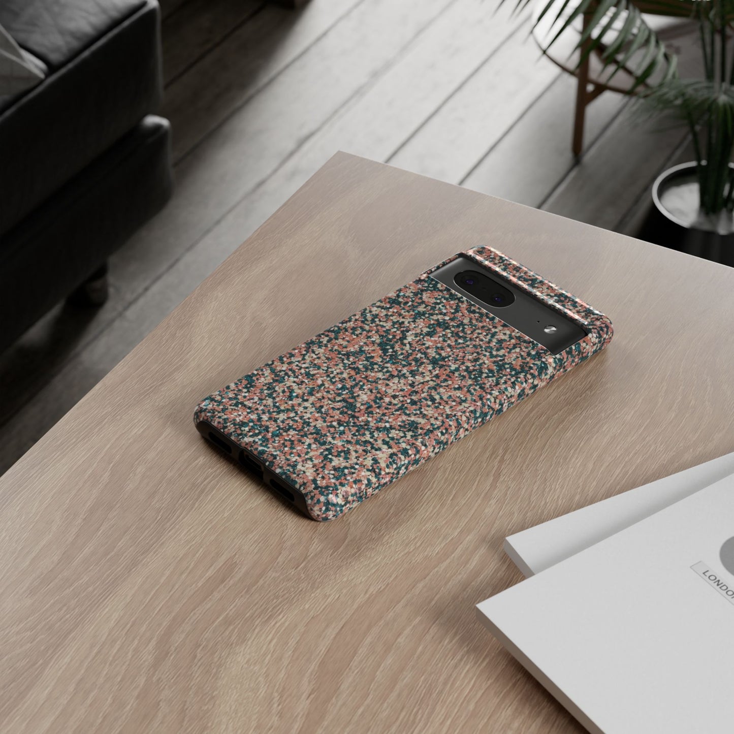 Speckled Confetti Tough Phone Case — Protective Floral Pink & Teal Design