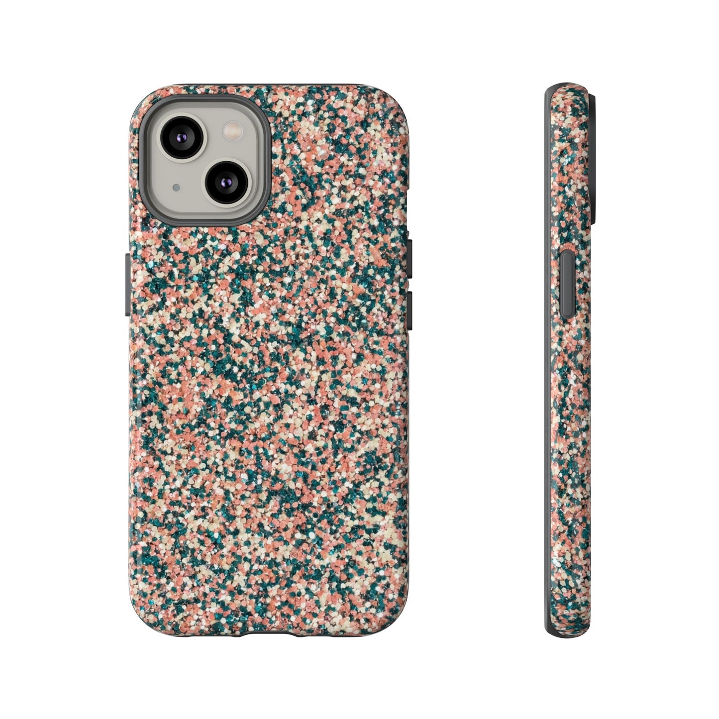 Glitter Speckle Tough Phone Case — Pink & Teal Protective Cover