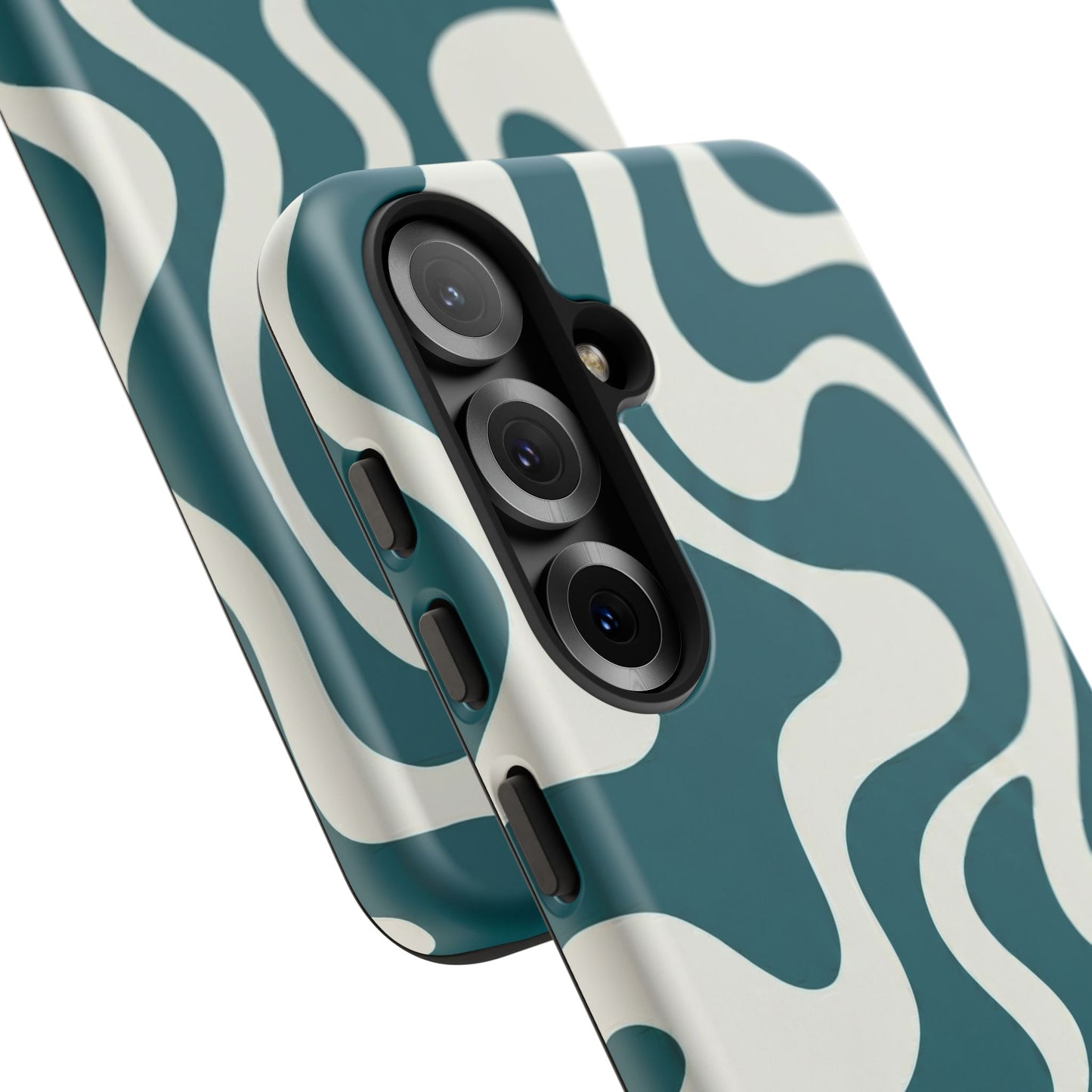 Abstract Teal Swirl Phone Case — Retro Wavy Tough Case