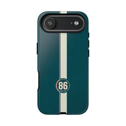 Racing Stripe Phone Case - Retro Teal with Number 86