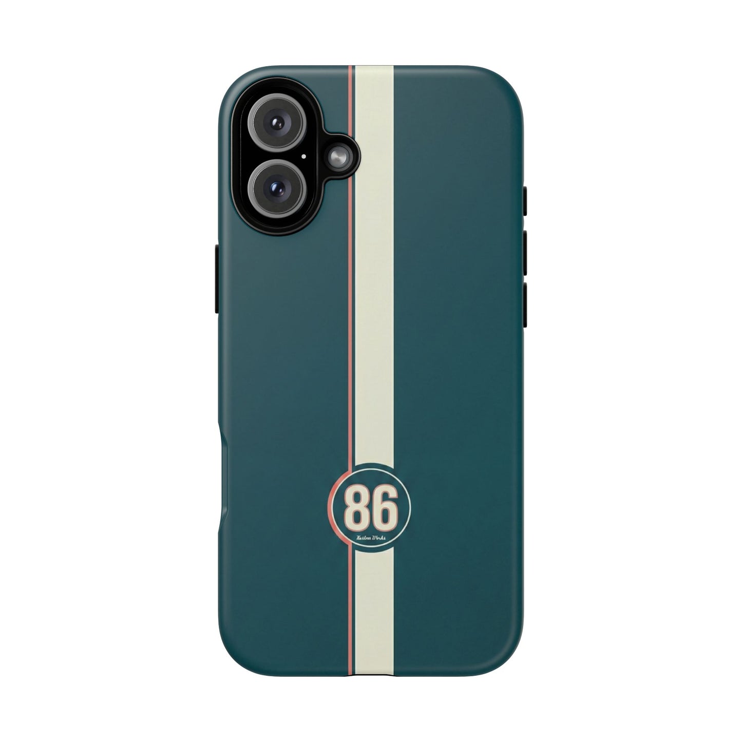 Racing Stripe Phone Case - Retro Teal with Number 86