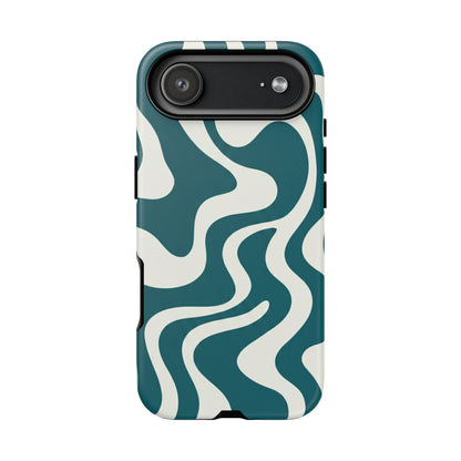 Teal Retro Swirl Tough Phone Case