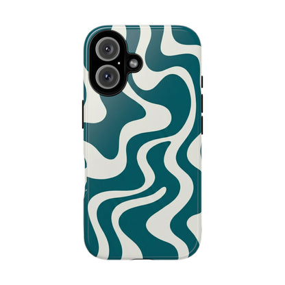Teal Retro Swirl Tough Phone Case