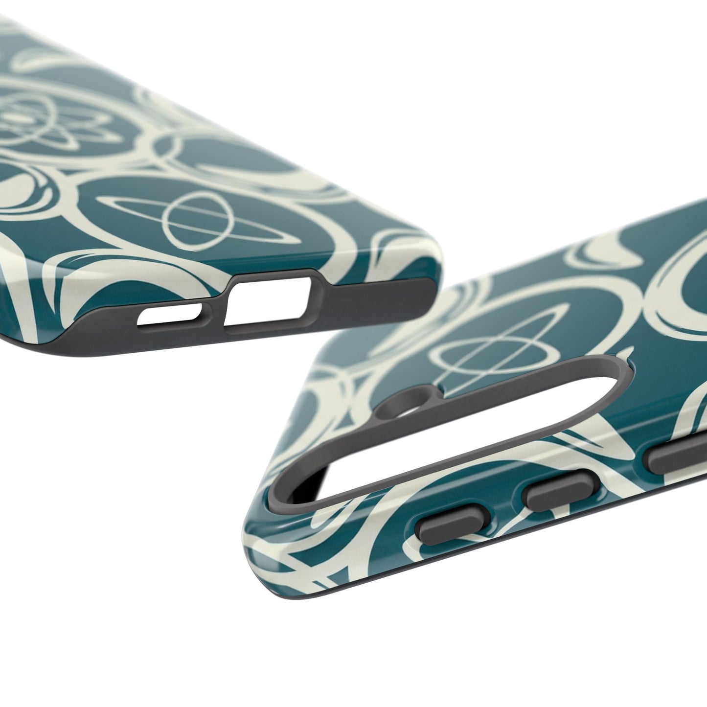 Atomic Geo Tough Phone Case — Teal Retro Science Pattern
