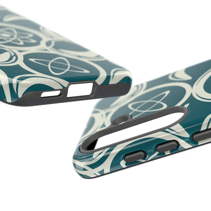 Atomic Geo Tough Phone Case — Teal Retro Science Pattern