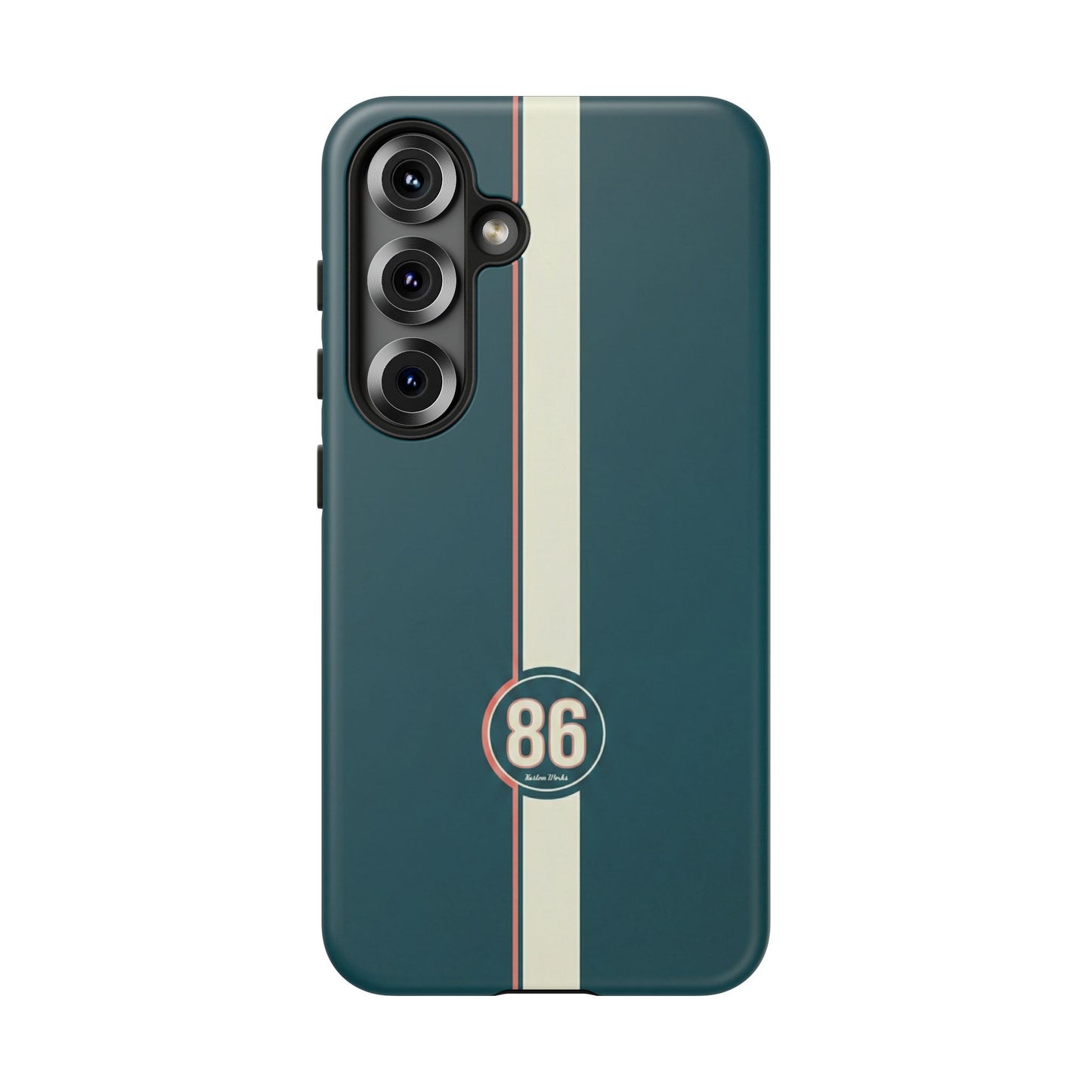 Racing Stripe Phone Case - Retro Teal with Number 86