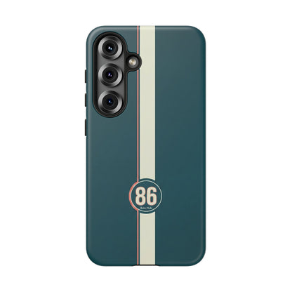 Racing Stripe Phone Case - Retro Teal with Number 86