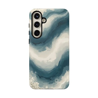 Ocean Wave Marble Phone Case — Teal & Ivory Abstract Tough Case