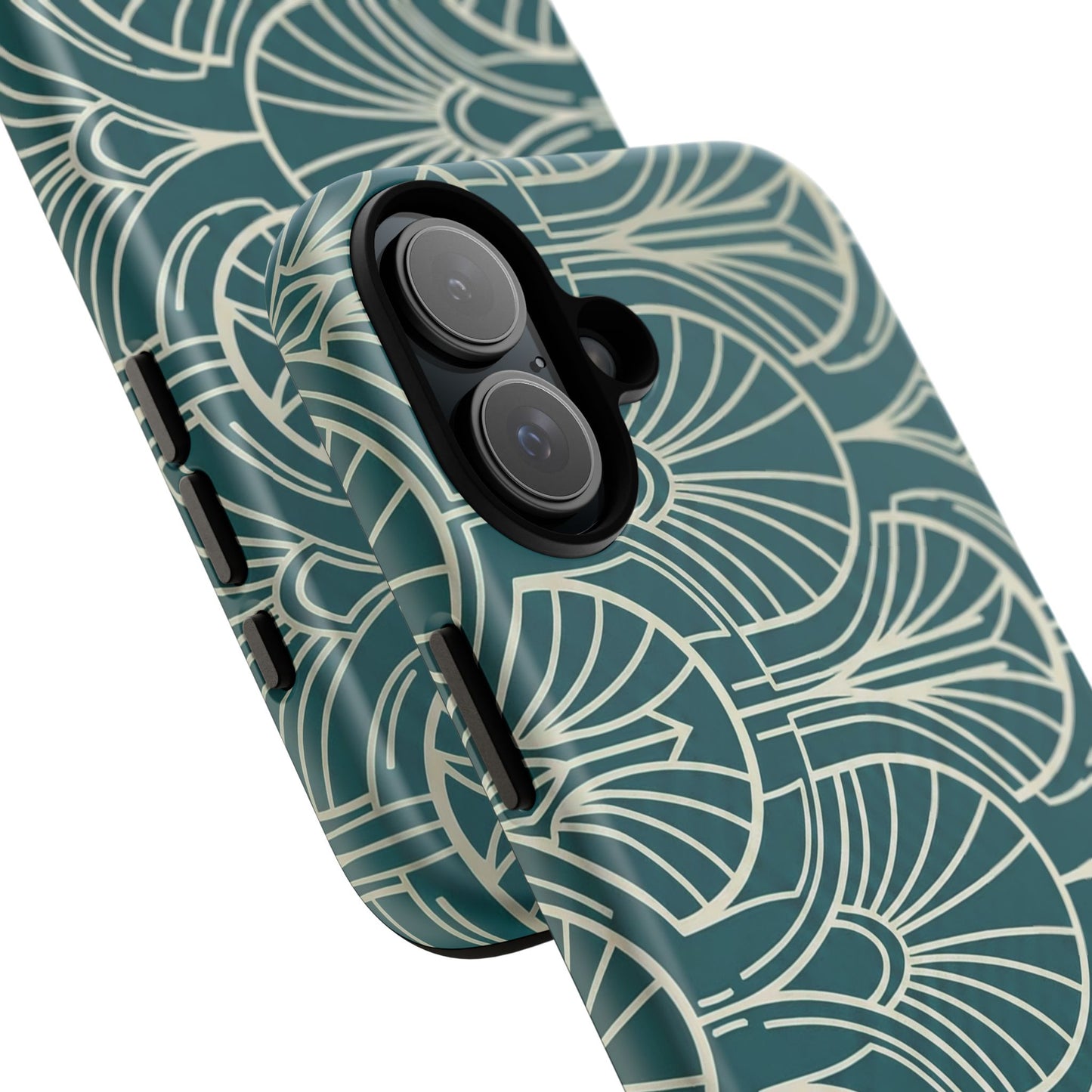 Art Deco Teal Pattern Tough Phone Case — Vintage Geometric Protective Case