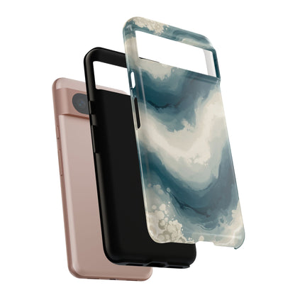 Ocean Wave Marble Phone Case — Teal & Ivory Abstract Tough Case