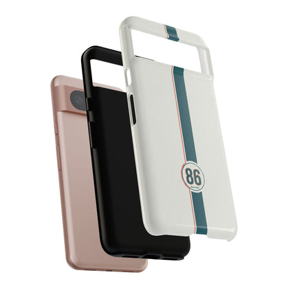 Racing Stripe Tough Phone Case — Retro White With '86 Circle Badge