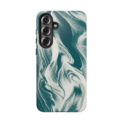 Teal Marble Tough Phone Case — Protective Artistic Swirl Design