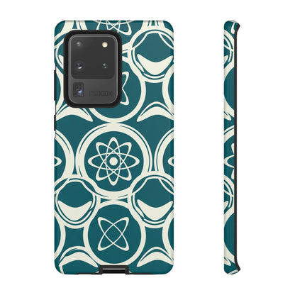 Atomic Geo Tough Phone Case — Teal Retro Science Pattern