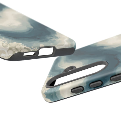 Ocean Wave Marble Phone Case — Teal & Ivory Abstract Tough Case