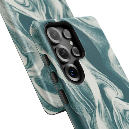 Teal Marble Tough Phone Case — Protective Artistic Swirl Design
