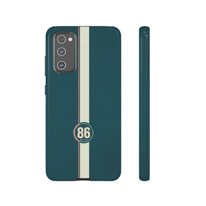 Racing Stripe Phone Case - Retro Teal with Number 86