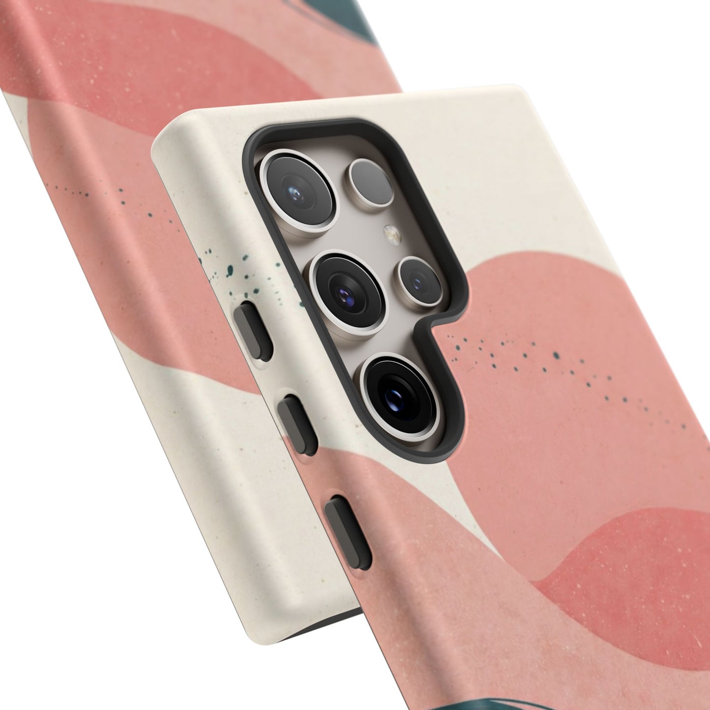 Abstract Sunset Waves Tough Phone Case — Pink & Teal Protective Cover