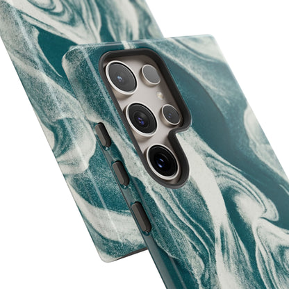 Teal Marble Tough Phone Case — Protective Artistic Swirl Design