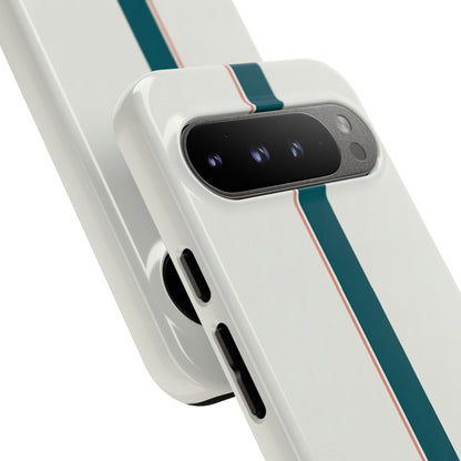 Racing Stripe Tough Phone Case — Retro White With '86 Circle Badge