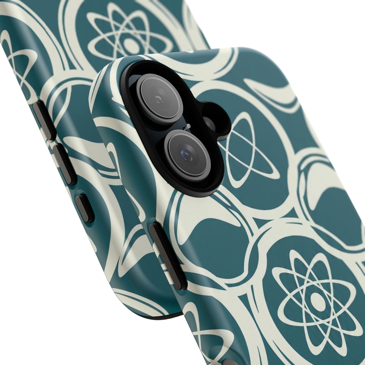 Teal Retro Atomic Pattern Tough Phone Case - Mid-Century Science Design