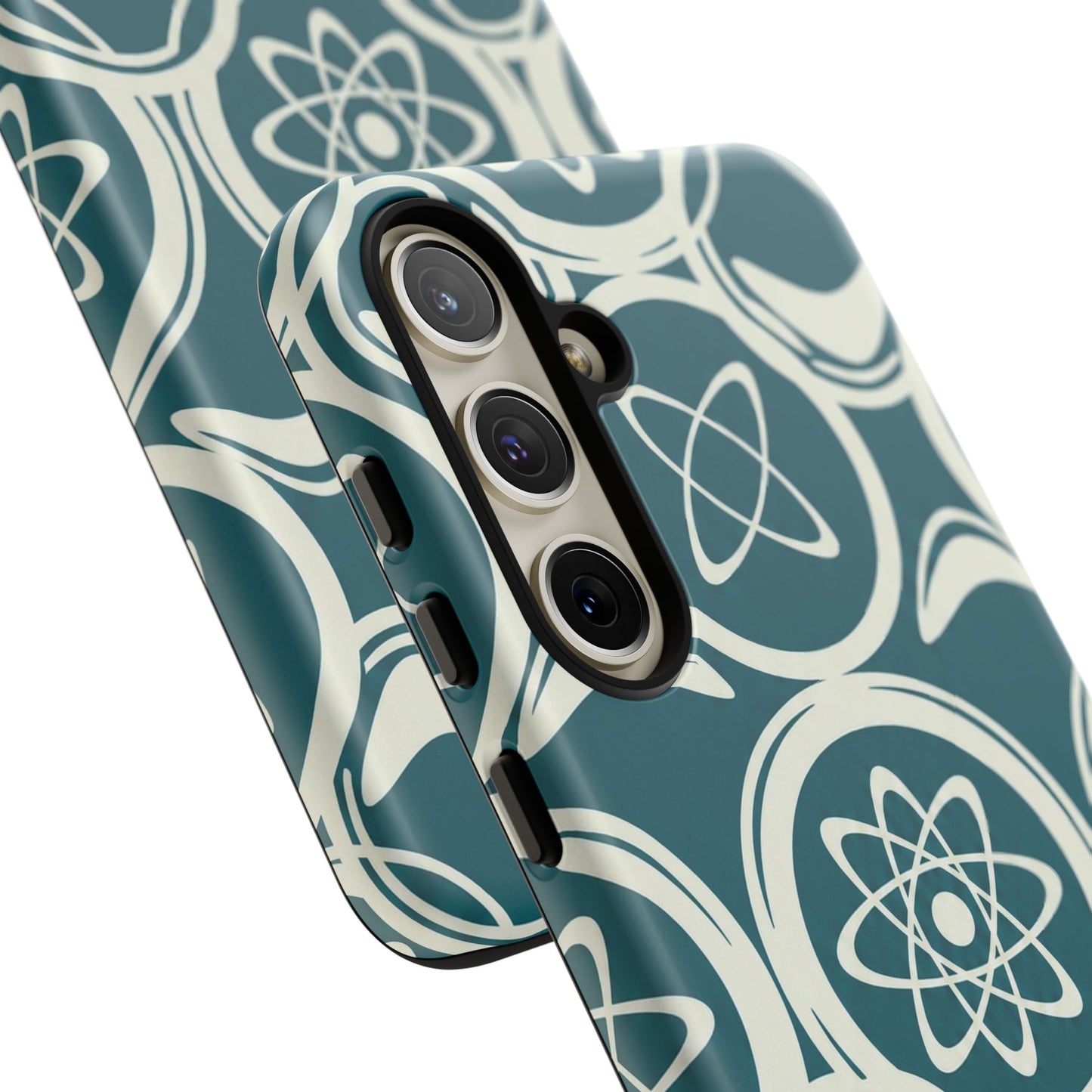 Atomic Geo Tough Phone Case — Teal Retro Science Pattern