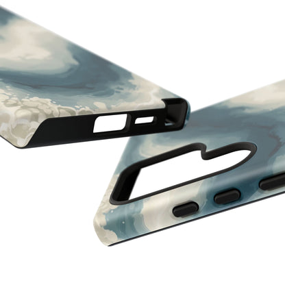 Ocean Wave Marble Phone Case — Teal & Ivory Abstract Tough Case