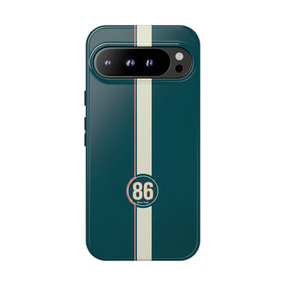 Racing Stripe Phone Case - Retro Teal with Number 86