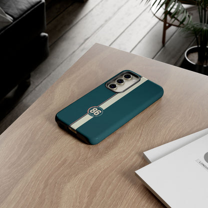 Racing Stripe Phone Case - Retro Teal with Number 86
