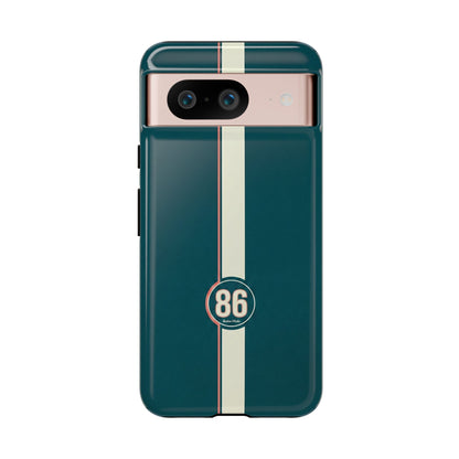 Racing Stripe Phone Case - Retro Teal with Number 86