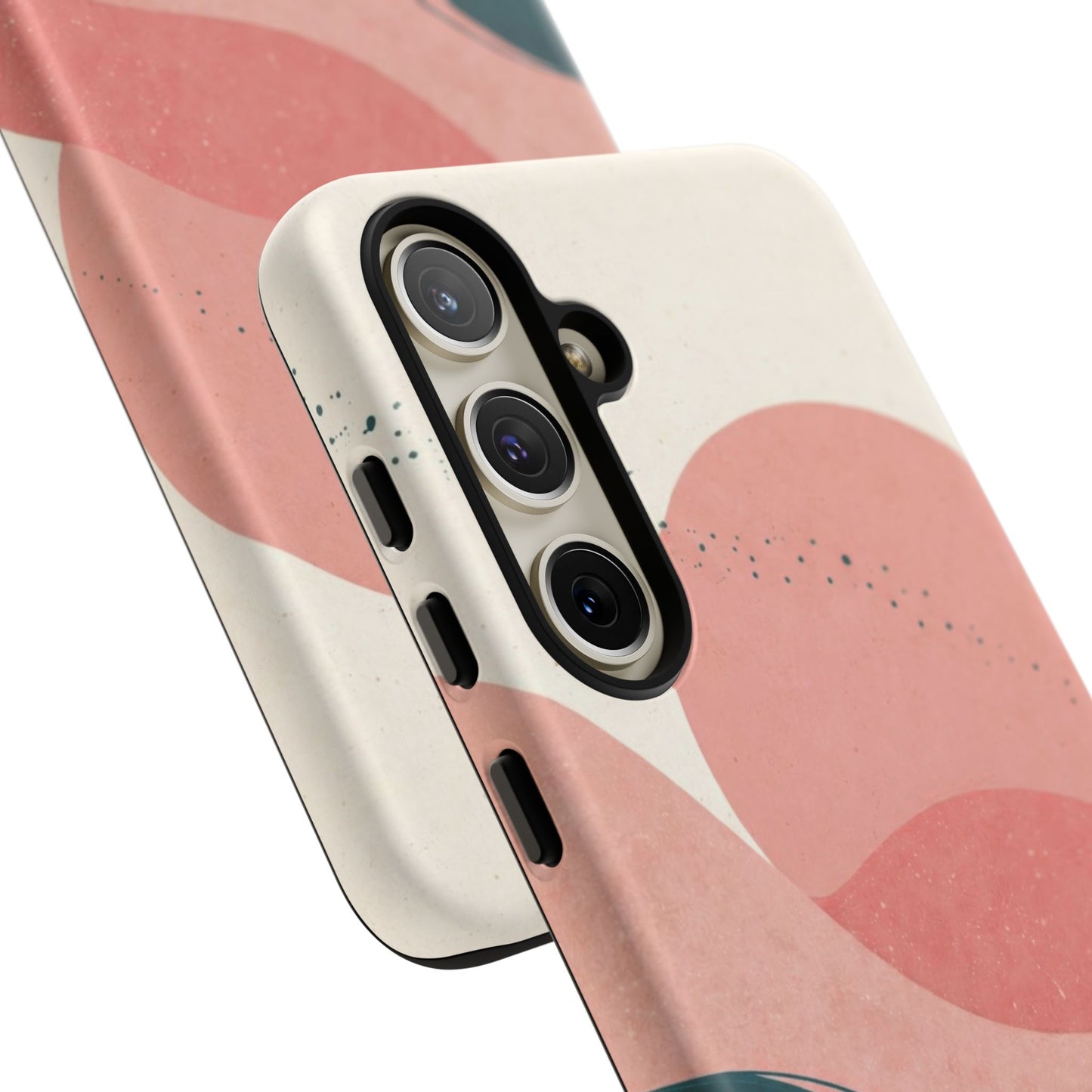 Abstract Sunset Waves Tough Phone Case — Pink & Teal Protective Cover
