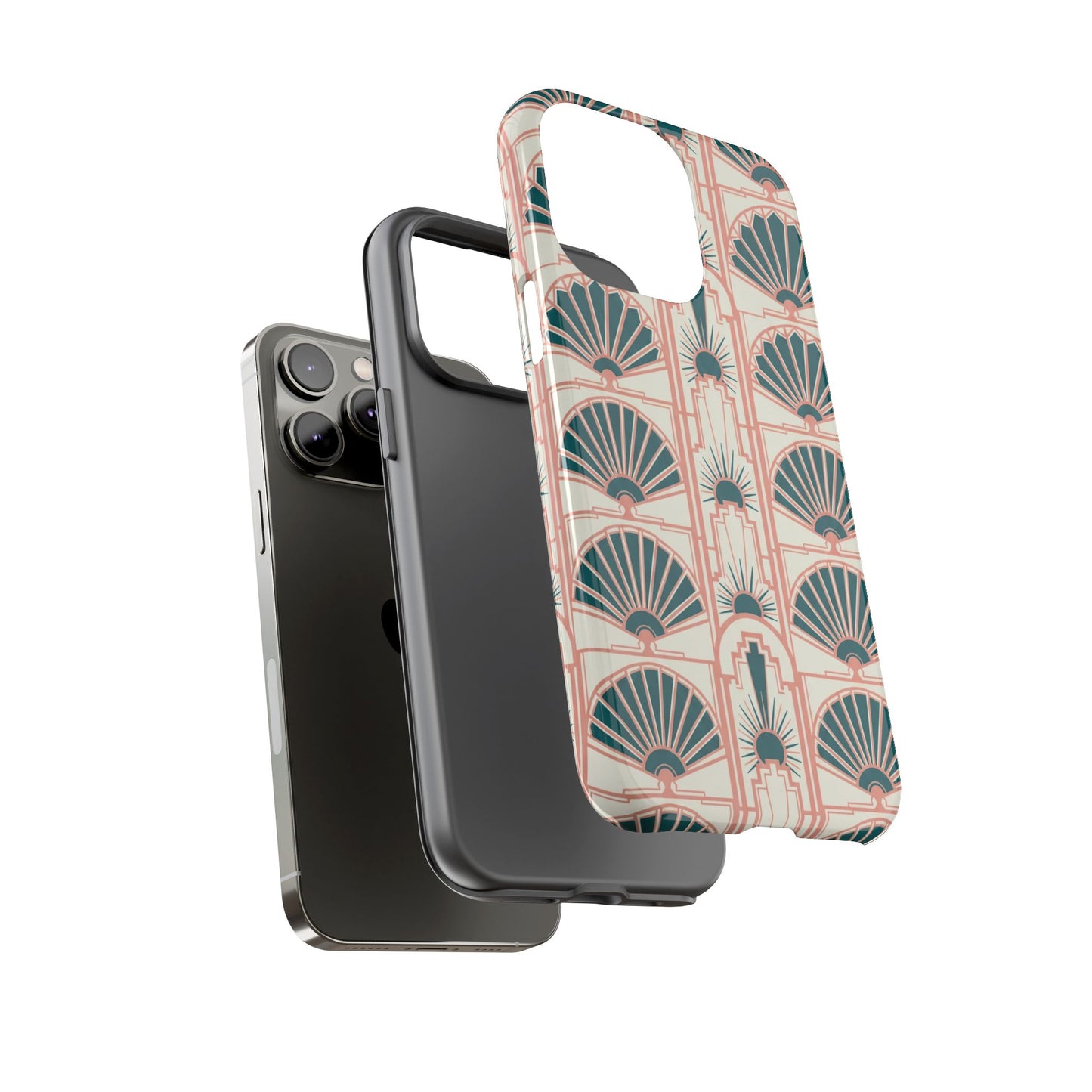 Art Deco Fan Pattern Tough Phone Case — Retro Geometric iPhone Cover
